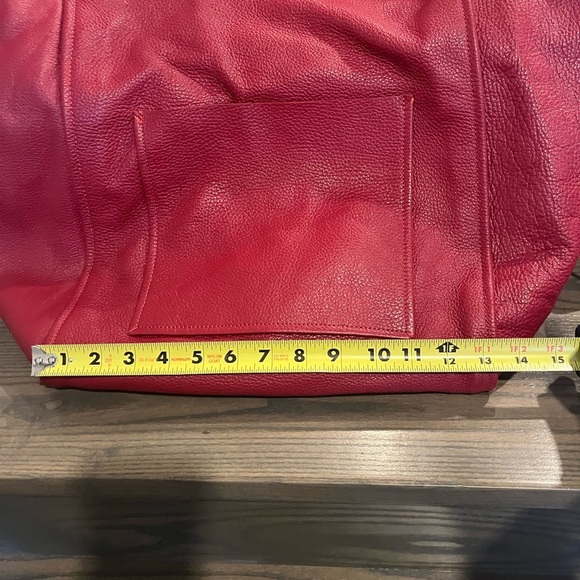 NWT Zara Red Leather Shopper Tote Bag - Picture 12 of 17